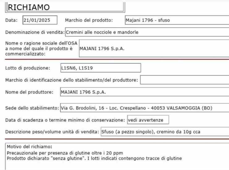 Richiamo alimentare per dolce - Inchiostroverde.it (Fonte Foto IlSabati.com)